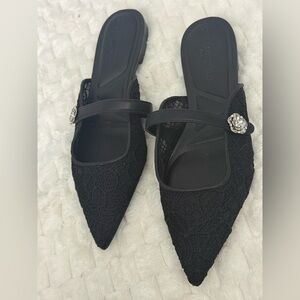 Karl Lagerfeld Paris Vadyn Mule Flats Black Pointed Toe Slip-On Women’s US 7